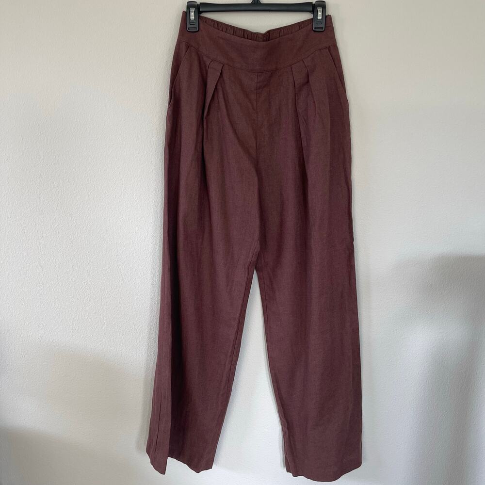 Abercrombie & Fitch Brown Linen Pull On Wide Leg Pants (S Reg)